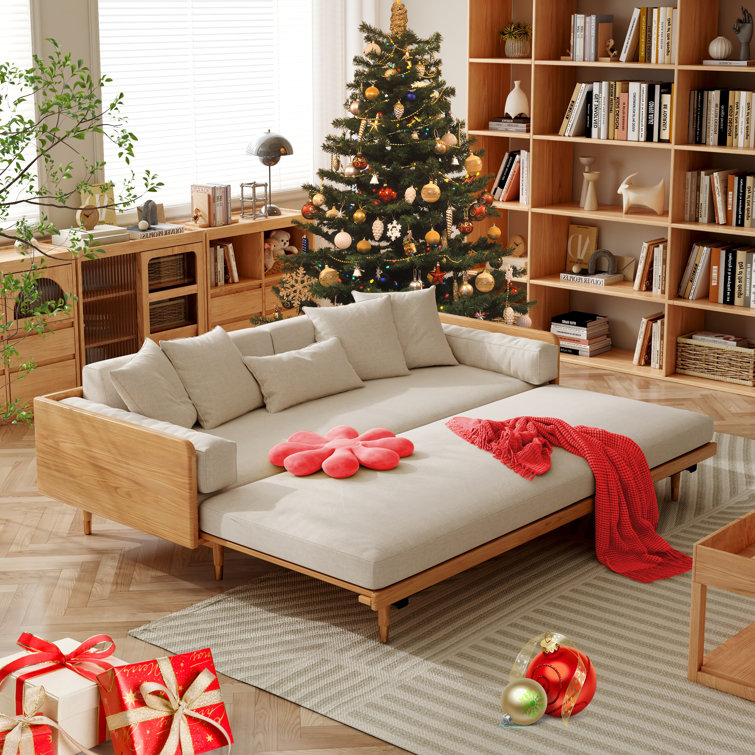 Grimpante 82.7 Sofa Bed Linen Sleeper with Wood Frame Mercer41
